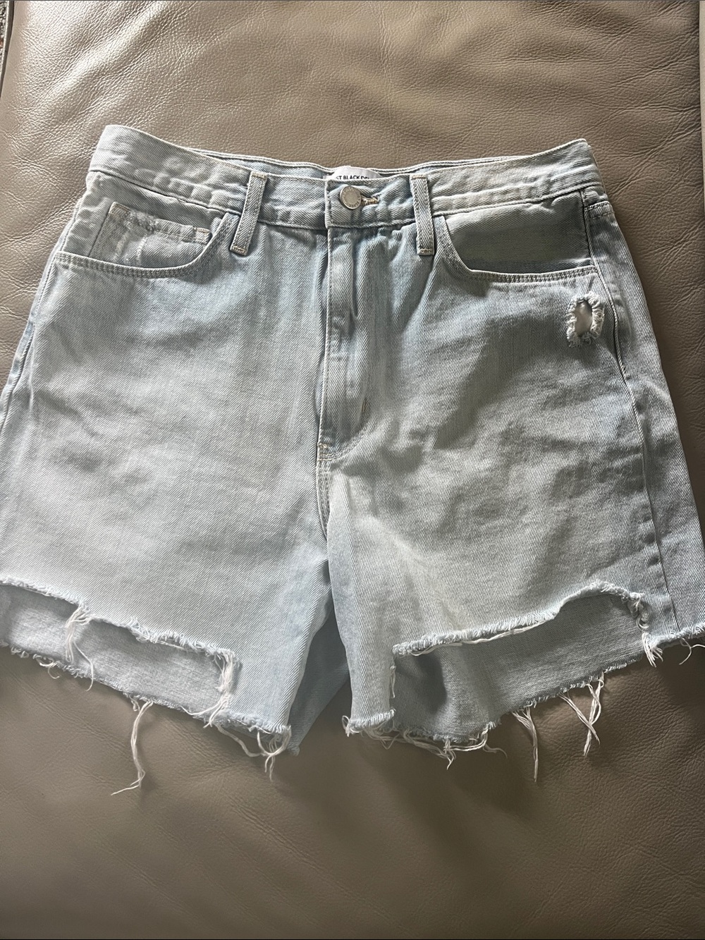Just Black Pale Blue Frayed Denim Cutoff Shorts